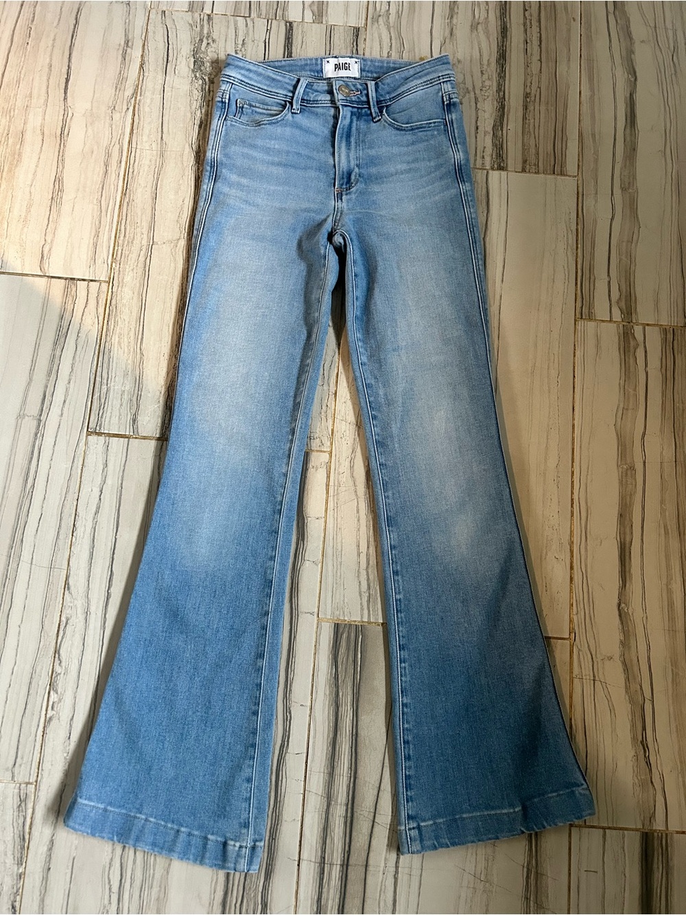 PAIGE Genevieve Flare Bootcut Light Blue Stretch Jeans - Picture 4 of 14